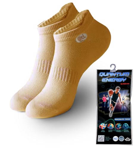 OMEO Quantum Energy Low Cut Socks for Men – Pain Relief, Circulation Boost, Balance & Stability – Graphene-Infused, Moisture-Wicking, Odor-Resistant, Joint Support – Khaki