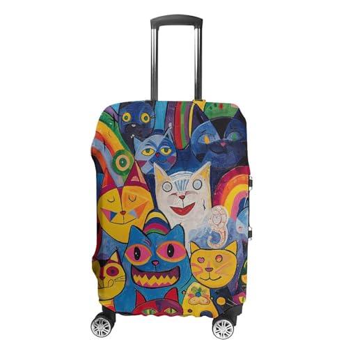Carry on Luggage Cover Flowers And Cat Suitcase Covers for Luggages Tsa Approved Travel Luggage Sleeve Protector Elastic Suitcase Protector Anti-Scratch Washable Fits 19-30 Inch Case -L