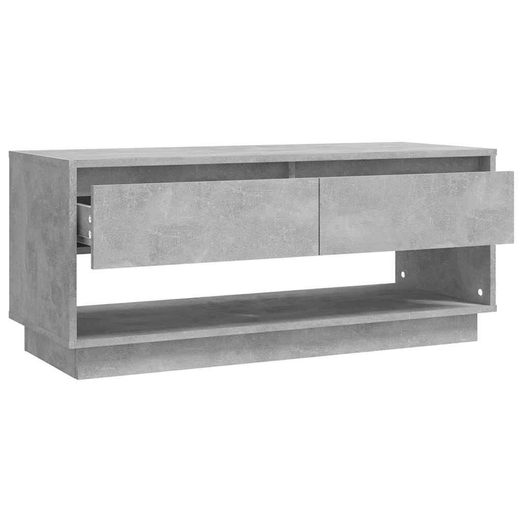 Mobile TV grigio cemento in legno, 102 x 41 x 44 cm, con 2 cassetti e scomparto aperto, per soggiorno, camera da letto, spazio e gestione dei cavi
