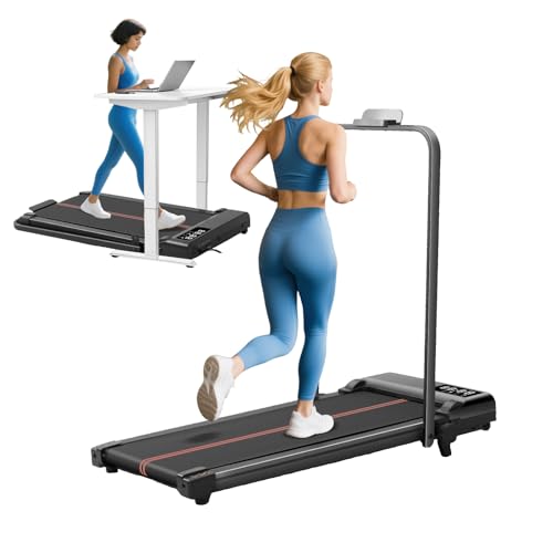 Walking Pad with Handle Bar and Incline, 3.0HP Portable Small Treadmills with Handles for Home Small...