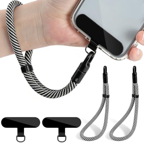 Image of VVAAGG Phone Lanyard, Phone Wrist Strap for Case, Hand Wrist Strap 2 Pack | Adjustable Cell Phone Lanyard, Self-Locking 2-Color Braided Phone Strap, Anti-Lost Wristlet Lanyard with Tether Tabs