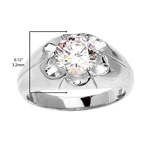 .925 Sterling Silver 4.0 Carat White Cubic Zirconia Bold Solitaire Statement Ring - Size 6-1/2 #TOP2