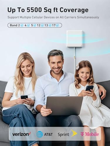 Image of Cell Phone Booster for All Carriers | Smart APP & Screen Help Install | Up to 5,500 sq ft | Boosts 5G 4G LTE Signal on Band 2,4,5,12,13 and 17 for Verizon, AT&T, T-Mobile & More | FCC Approved
