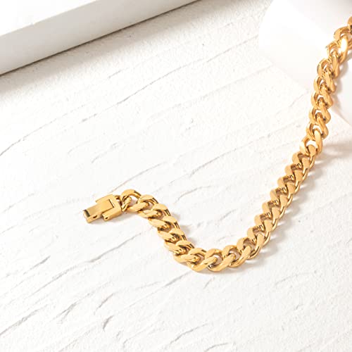 Stainless Steel 8mm Cuban Link Bracelet for Men/Women/Boy,Silver/18K Gold Plated 7/8/9 inch Fashion HIP HOP Jewelry Bracelet for Gifts3