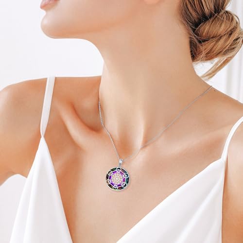 Alphm Metatron Cube Necklace 925 Sterling Sliver Sacred Geometry Seals of Archangel Angel Pendant with Austrian Crystal Sacred Geometry Jewelry for Women Men2