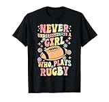 A Girl Who Plays Rugby Groovy Rugby Girl Female Rugby Player T-Shirt