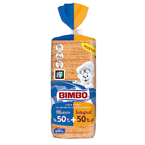 Bimbo - Pan de molde 50% Integral, 50% Blanco con Corteza 16 rebanadas, 460 g