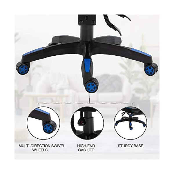 Vinsetto Ergonomic Racing Gaming Chair Office Desk Chair Adjustable Height Recliner with Wheels, Headrest,Lumbar Support Retractable Footrest Home Office - Image 7