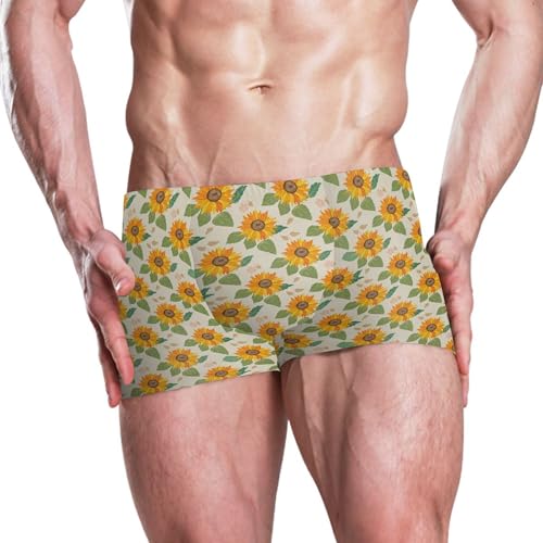 Sunflower Flowers Mens Swim Trunk Swimwear Bathing Suit Swim Brief Square Leg Board Short S B04052312