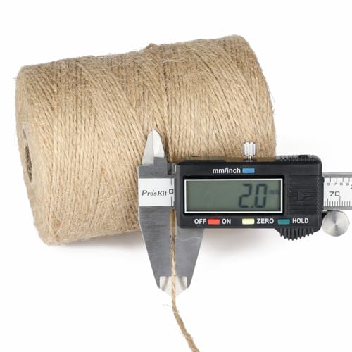 Image of KINGLAKE Natural Jute Twine String 656 Feet 2mm Twine for Crafts Gift Wrapping Christmas Packing String for Arts Decoration, Wedding, Gardening