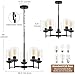 YUEMZS 5-Light Farmhouse Glass Chandelier, Modern Black Chandelier for Living Room Light Fixture, Industrial Chandeliers for Kitchen, Dining Room, Foyer, Entryway