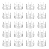 MECCANIXITY 24 Pcs Paper Crowns Silver Foil Birthday Crowns Bulk Party Hats for Birthday Party Hats Decoration Crown Party Supplies,Star Dots Style