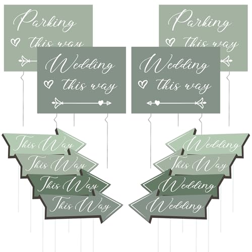 BrightRow 12 Pcs Wedding This Way Directional Signs Kit, Double-sided