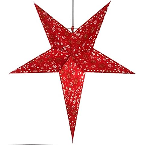 GURU SHOP Foldable Advent Light Paper Star, Christmas Star 60 cm - Snowflora, Star Window Decoration Cover