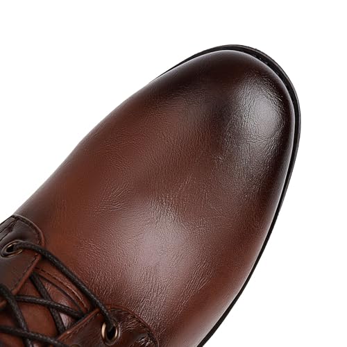 SHEMEE Women's Vintage Punk Renaissance Ankle Booties 1 INCH Low Heels Lace Up Combat Boots Pirate Costume Medieval Short Boot Slip Resistant Flat Biker Knight Oxford Boots4