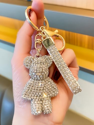 Bag Charms Pendant Keychain Set: Bling Teddy Bear Bag Charm, Lighting Panda Keychain, Beaded Phone Strap - Cute Cartoon Gift Box Series for Girls, Teens and Women (Kawaii Accessories)2