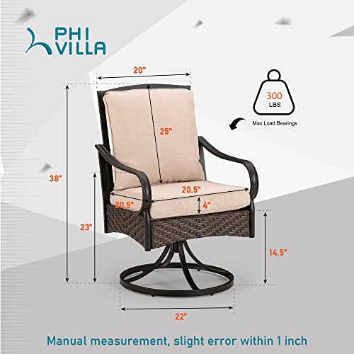 Phi Villa Patio Swivel Dining Chairs Set Of 2, Heavy Duty Outdoor Dining Chairs, Extra Large Patio Metal Chairs, Slight Rocking Patio Furniture Chairs For Garden Lawn & Porch, 2 Pack #TOP5