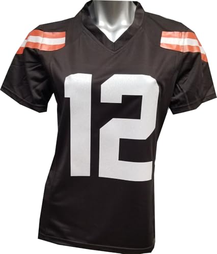 Custom Womens Blinged Football Brown Shedeur Sanders Glitter Flake Jersey Size Medium2