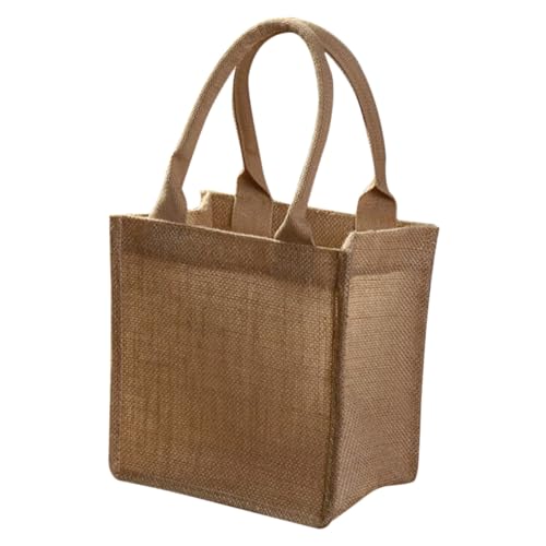 Artibetter Reusable Jute Burlap Tote Bag with Handles Coated Shopping Bag Breathable for Weddings Birthdays DIY Decoration Multipurpose Plant and Vegetable Carrier