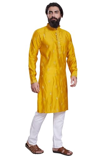 Image of DIVISIVE Men's Embroidered Cotton Silk Blend Only Slim Fit Kurta