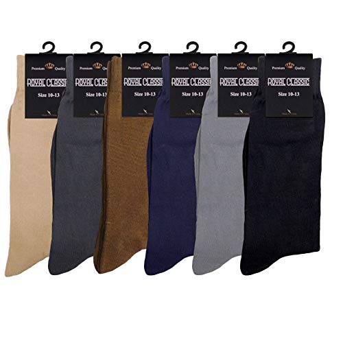 MENS BLACK OR COLOR MIX DRESS SOCKS COTTON BLEND 6 PAIRS FORMAL/SUIT/CASUAL OR UNIFORM SOCKS 10-132