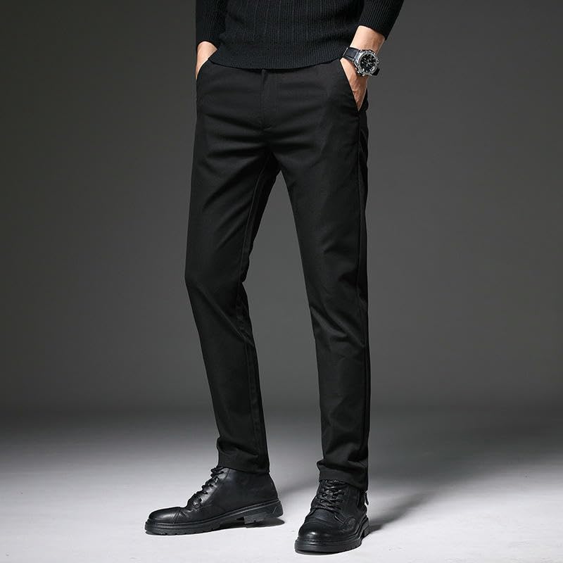 Men's Spring Hong Kong Black Slim Fit Tapered Elastic Business Wrinkle-Free Versatile Casual Pants4