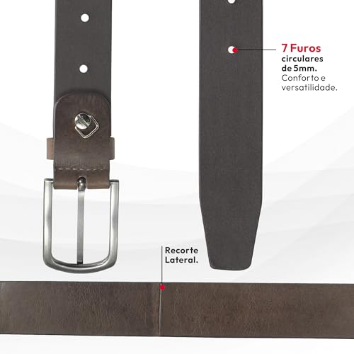 Cinto Masculino em Couro Casual Basic 1 Marrom, Regular (120cm)