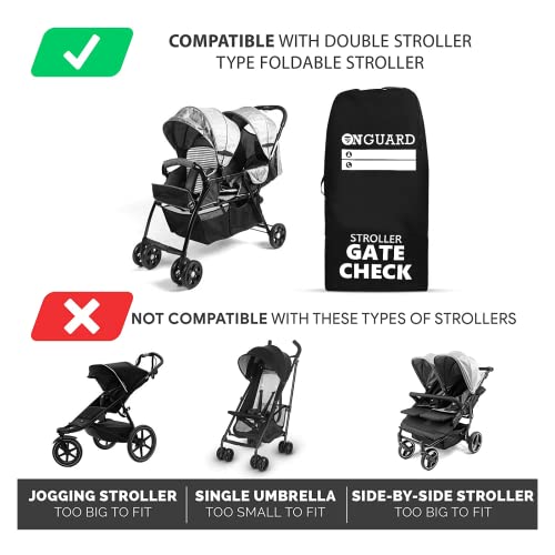 Onguard Double Stroller Bag For Airplane | Stroller Cover | Gate Check Stroller Bag | Baby Airplane Travel Accessories | Waterproof Rip Resistant Polyester Compact Backpack | Black #TOP2