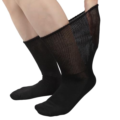 deefly Diabetic Socks for Men, Cushioned Loose Socks Non Binding 3 Pairs Size 5-14