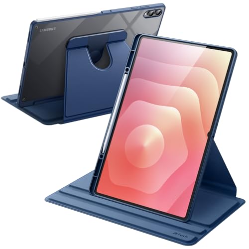 JETech Funda Giratoria para Samsung Galaxy Tab S11 Ultra con Porta para S Pen, Carcasa Protectora Soporte Rotación de 360 Grados Respaldo Claro, Auto Estela/Sueño (Marino)
