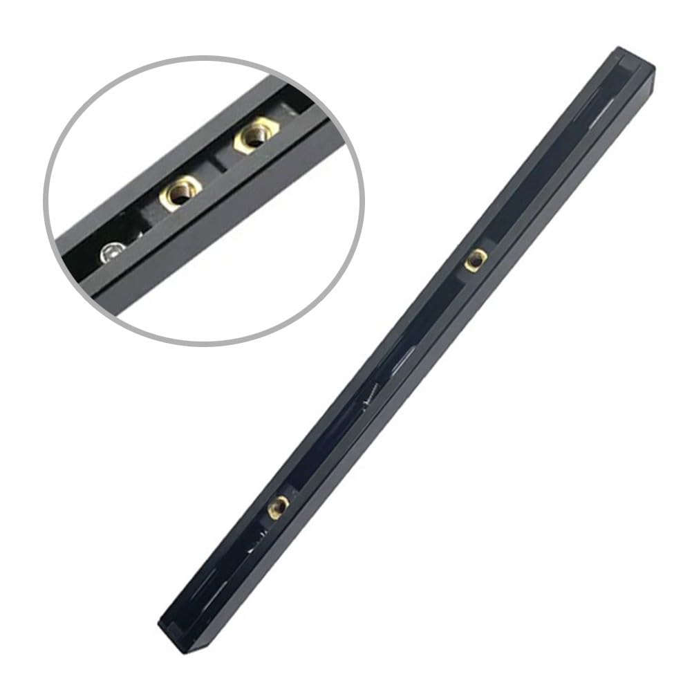 Binario di scorrimento laterale per kayak e canoe, 30 cm, nero, con dadi in rame da 6 mm e 2 cursori