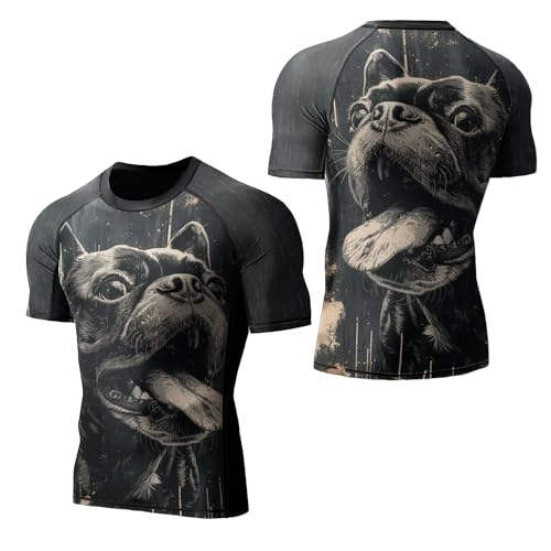 Desantiago Compression Shirt Short Sleeve 4-Way Stretch Construction, Jiu Jitsu Rash Guard Men