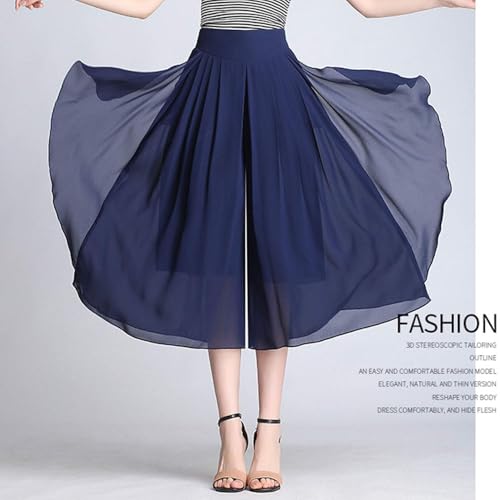 Flygo Womens High Waisted Swing Chiffon Wide Leg Cropped Palazzo Pants Culottes3