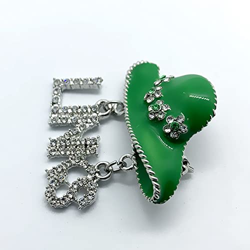 Image of Personality Green Enamel Metal Hat Pendant Hanging LINKS Rhinestone Jewelry Brooch The Links Incorporated Society
