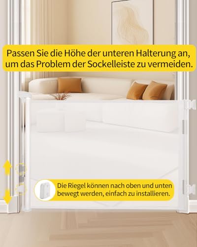 dearlomum Treppenschutzgitter Türschutzgitter Ausziehbar 0-140 cm,Baby Absperrgitter Schutzgitter Treppe für Kinder… – Ansicht 3