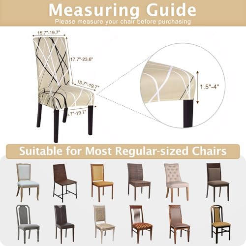 Image of SearchI Dining Room Chair Covers Slipcovers Set of 6, Spandex Super Fit Stretch Removable Washable Kitchen Parsons Chair Covers Protector for Dining Room,Hotel,Ceremony(Flower Pattern6)