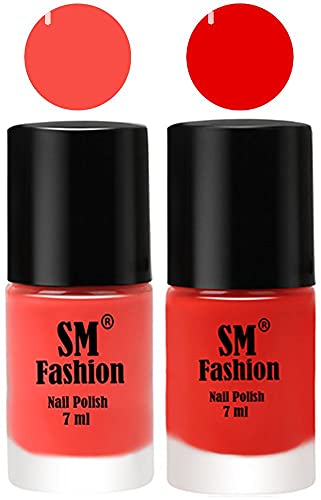 Image of Long Lasting Nail Polish | Nail Paint Combo 7 ml Each) - Set of 2 Coral-Fire Orange