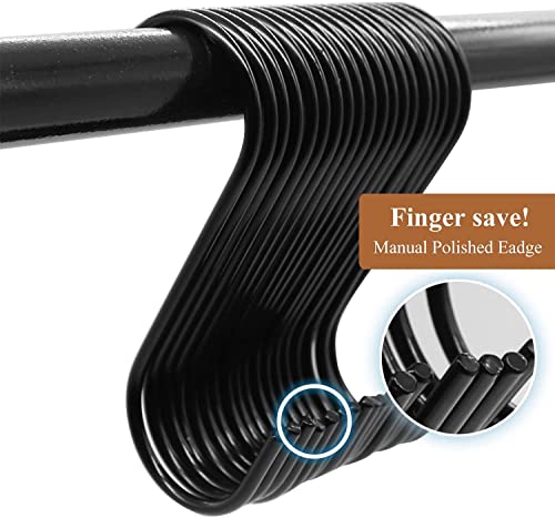 Image of S Shaped Hanging Hanger Hooks for Kitchen Cutlery, Bathroom, Office, Pan, Pot, Coat, Clothes, Bag, Plants, Wardrobe, Work Shop, Garden Pots Hook Hanging 3.75 Inch Length, 4mm,Black(Pack of 12)