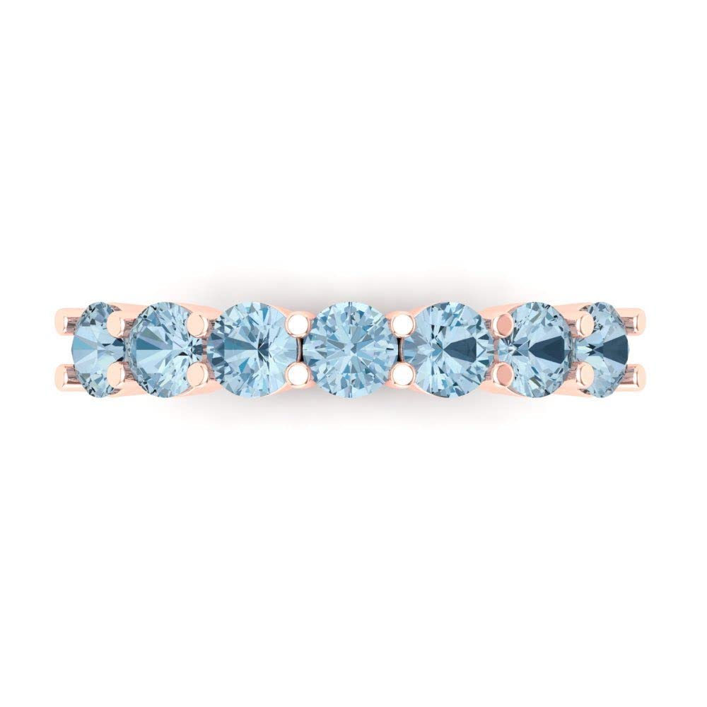 Clara Pucci 1.05Ct Round Cut Synthetic Blue Moissanite 14k Rose Gold Bridal Engagement Wedding Desginer Stackable Band SZ 3.5