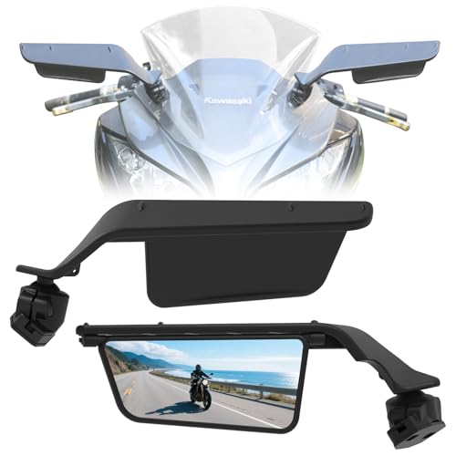 SHEJISI Motorcycle Mirrors for Honda CBR 300R 500R 1000RR 600RR Kawasaki Ninja 650 500 300 ZX-10R 6R Suzuki GSX R1000 600 Yamaha R1 R6 R7 Adjustable field of view Foldable Sport Bike Rear View Mirror