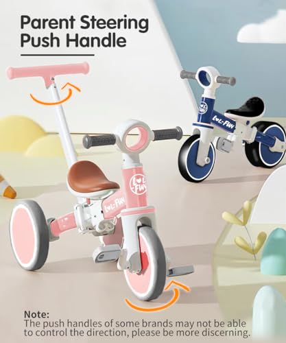 image for LOL-FUN Tricycle for Toddlers 1-3 Years Old Riding Toy, 5 in 1 Baby Ba