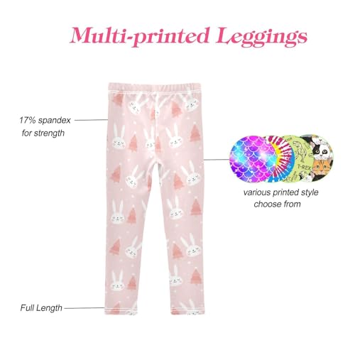 CaTaKu Girls Leggings Bunny Rabbit Christmas Tree Leggings for Girls Kids Athletic Workout Yoga Pants Size 4-10T4