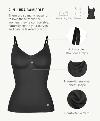Image of FeelinGirl Womens Tank Top Shapewear Tummy Control Tops Slimming Cami Tank Seamless Compression V Neck Camisole