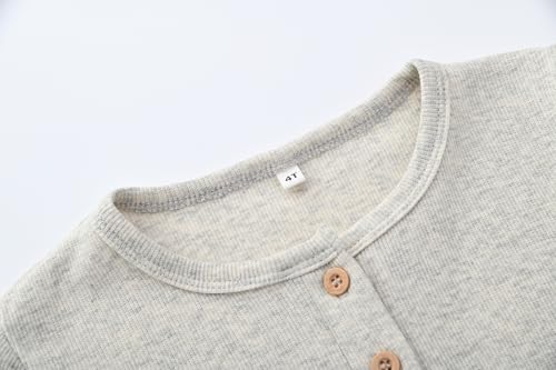 Teach Leanbh Toddler Boys Henley Shirt Cotton Soild Long Sleeve Tops for Kids 18 Months-7 Years2