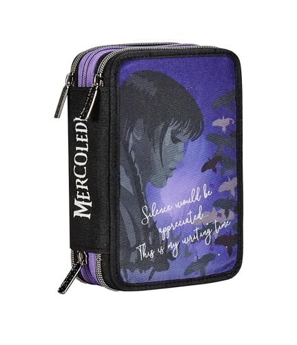 Seven Astuccio Scuola 3 Scomparti, MERCOLEDÌ BE THE STRANGE YOU WANT TO BE, Viola - Portapenne Multi Scomparto Con Matite, Penne e Colori, Accessori Zaino, Zaino Scuola - Astuccio MERCOLEDI Bambina