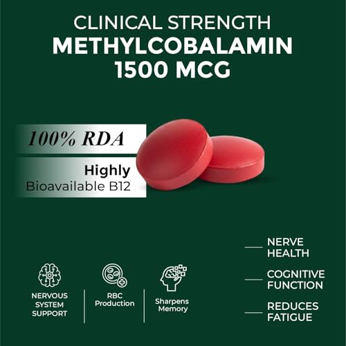 Image of Vlado's Himalayan Organics Vitamin B12 Tablets 1500 mcg -Active form of Methylcobalamin Vitamin B12 Supplements for Men & Women- 120 Veg Tablets (4 Months Supply Pack)