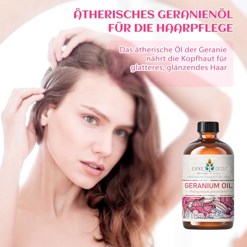 EVOKE OCCU Geranium ätherisches Öl 118ml, reines Geraniumöl für Haut Haar Massage Aromatherapie Diffusor - 4 FL Oz