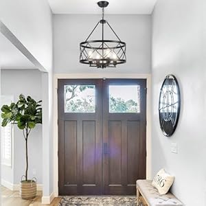 1771 farmhouse rustic chandelier for dining room light fixture ceiling mount 4 lights adjustable black kitchen island lighting hanging lights for entryway foyer bedroom hallway living room  urban country home decor