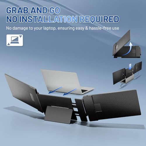 Image of Teamgee 14.2 inch Laptop Screen Extender, FHD 1080P IPS Portable Monitor for Laptop, Triple Screen Monitor Extender Compatible with 13 inch-17 inch Laptops, HDMI /USB-A /C Plug-Play for Windows, Mac, Android