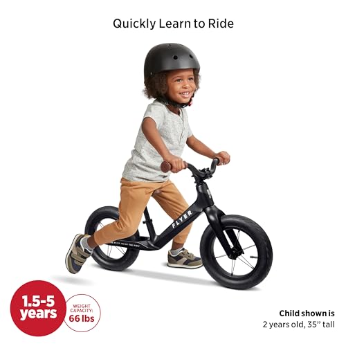Radio Flyer Ultra Lite Balance Bike, Black, for Kids Ages 1.5-5, Pedal Free for Quick Learning, Lightweight Frame, Rubber Air Tires, Tool-Free Adjustable Seat, Footrest, Kid & Toddler Balance Bikes by Radio Flyer - Image 4